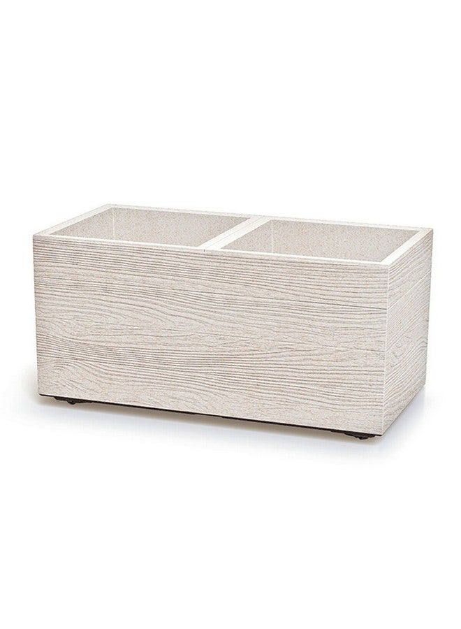Prosperplast Madera Case Eco Wood Wheeled Flowerpot White 37 x 38.5 x 77 cm DMA800W-S449W - Image 1